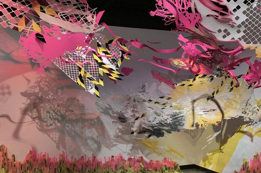 USM Visiting Artist, Samantha Parker Salazar, creates visually captivating large-scale installations set in a hyperreality of cut lines and color
